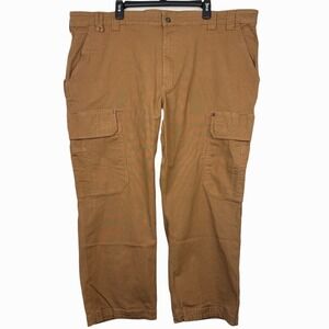 Duluth Trading Co Flex Fire Hose Relaxed Cargo Work Pants Men 48x28 Canvas Brown